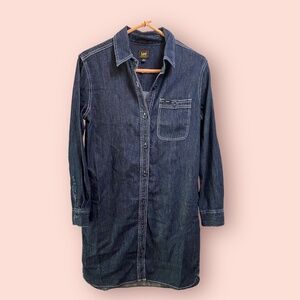 NWOT Lee Long Sleeve Button Up Denim Jean Cotton Regular Fit Heritage Dress XS